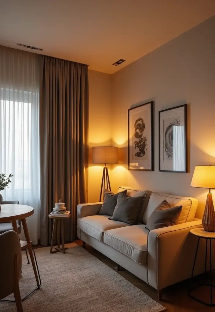 30+ Small Studio Apartment Ideas That Maximize Style and Function 18 30+ Small Studio Apartment Ideas That Maximize Style and Function - 18. Play with Lighting