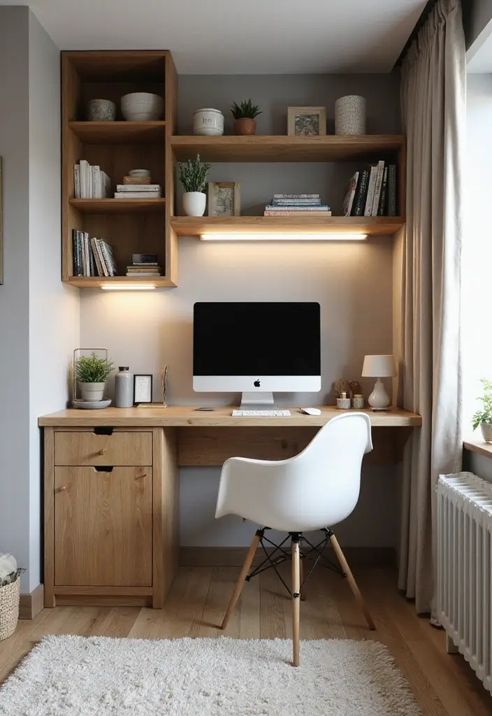 30+ Small Studio Apartment Ideas That Maximize Style and Function 19 30+ Small Studio Apartment Ideas That Maximize Style and Function - 19. Craft a Multifunctional Workspace