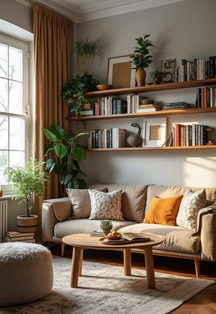 30+ Small Studio Apartment Ideas That Maximize Style and Function 23 30+ Small Studio Apartment Ideas That Maximize Style and Function - 23. Curated Book Displays