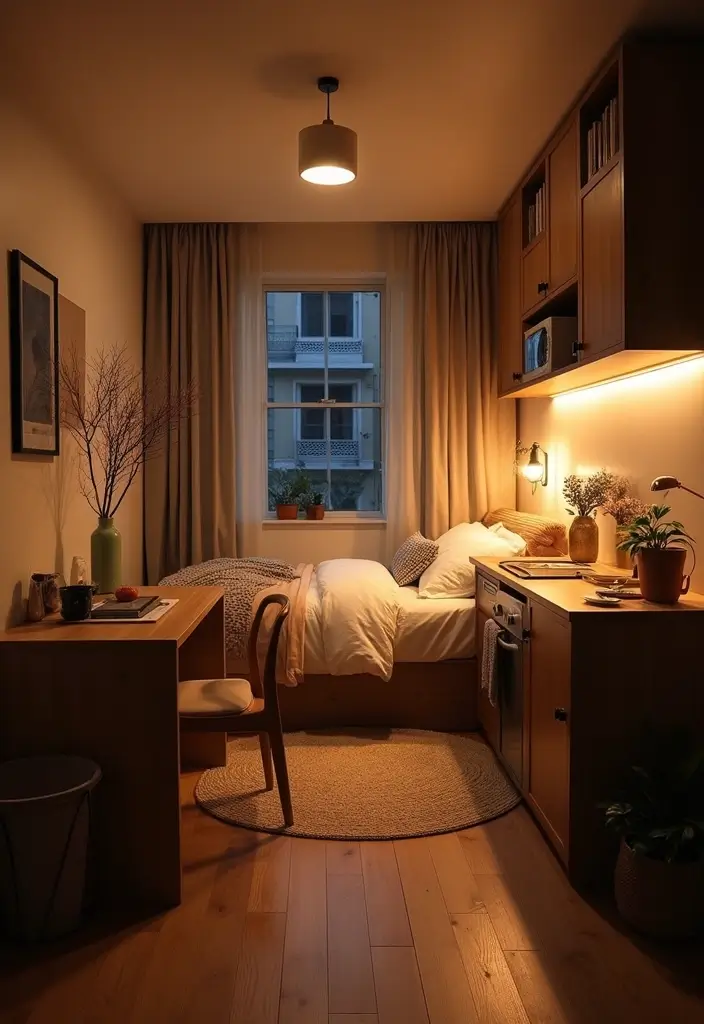 30+ Small Studio Apartment Ideas That Maximize Style and Function 24 30+ Small Studio Apartment Ideas That Maximize Style and Function - 24. Choose Layered Lighting