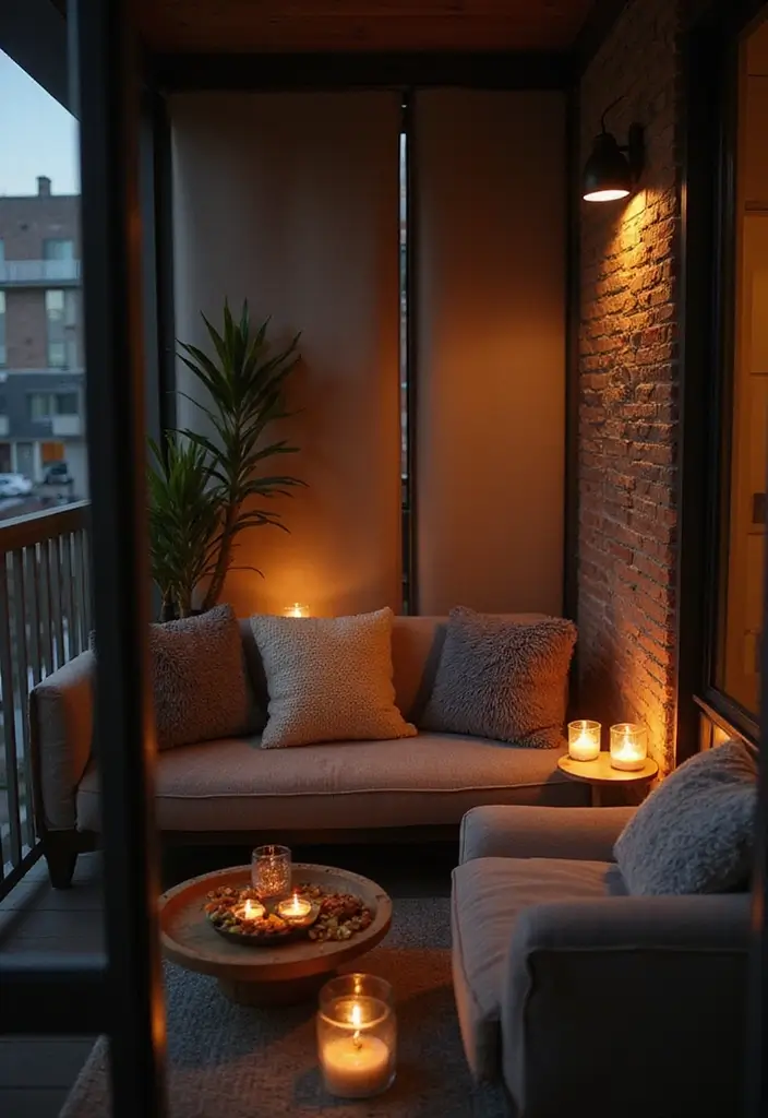 25 Apartment Balcony Inspirations That Feel Like an Outdoor Oasis - 23. Intimate Lounge Space