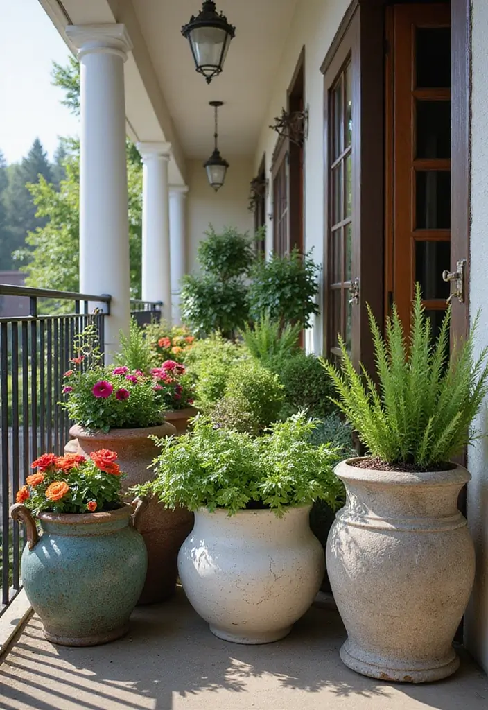 25 Apartment Balcony Inspirations That Feel Like an Outdoor Oasis - 24. Artistic Planters