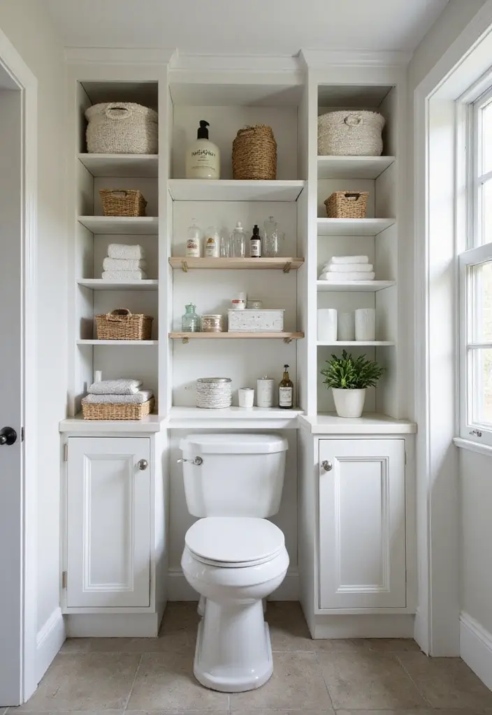 25 Small Space Bathroom Design Solutions That Impress 12 25 Small Space Bathroom Design Solutions That Impress - 12. Built-In Shelving