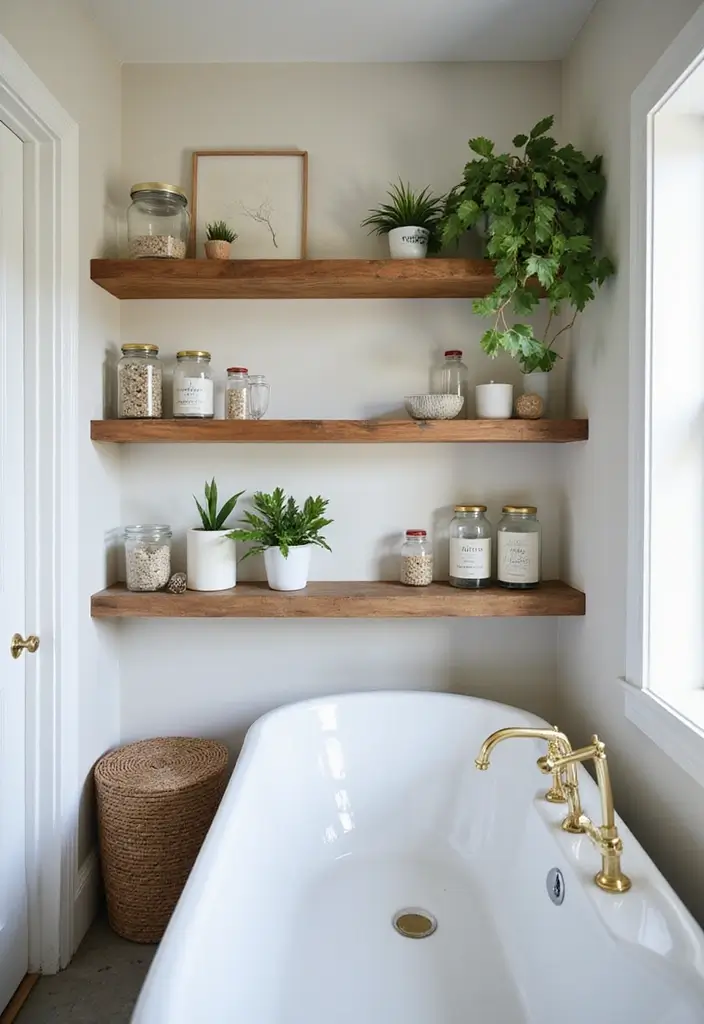 25 Small Space Bathroom Design Solutions That Impress 18 25 Small Space Bathroom Design Solutions That Impress - 18. Open Shelving for Display