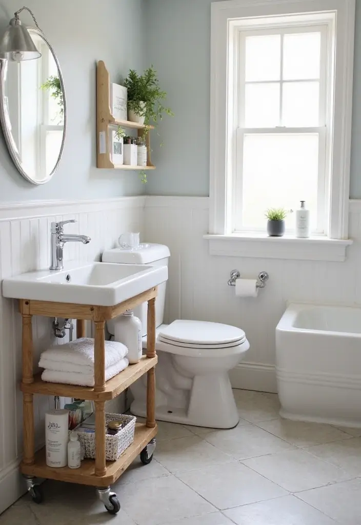 25 Small Space Bathroom Design Solutions That Impress 19 25 Small Space Bathroom Design Solutions That Impress - 19. Portable Storage Solutions