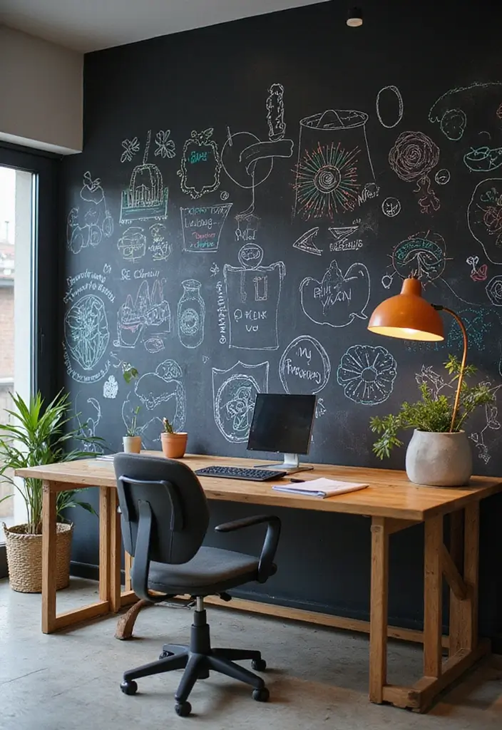 25 Small Space Office Ideas to Boost Focus and Style 16 25 Small Space Office Ideas to Boost Focus and Style - 16. Chalkboard Walls