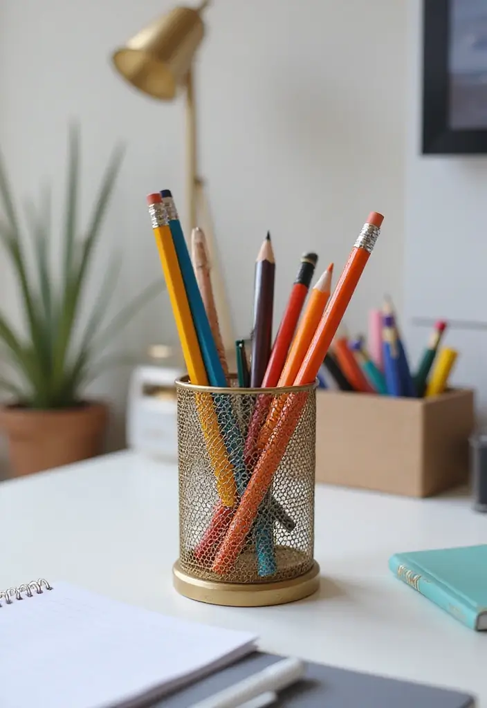 25 Small Space Office Ideas to Boost Focus and Style 19 25 Small Space Office Ideas to Boost Focus and Style - 19. Pencil and Pen Holders