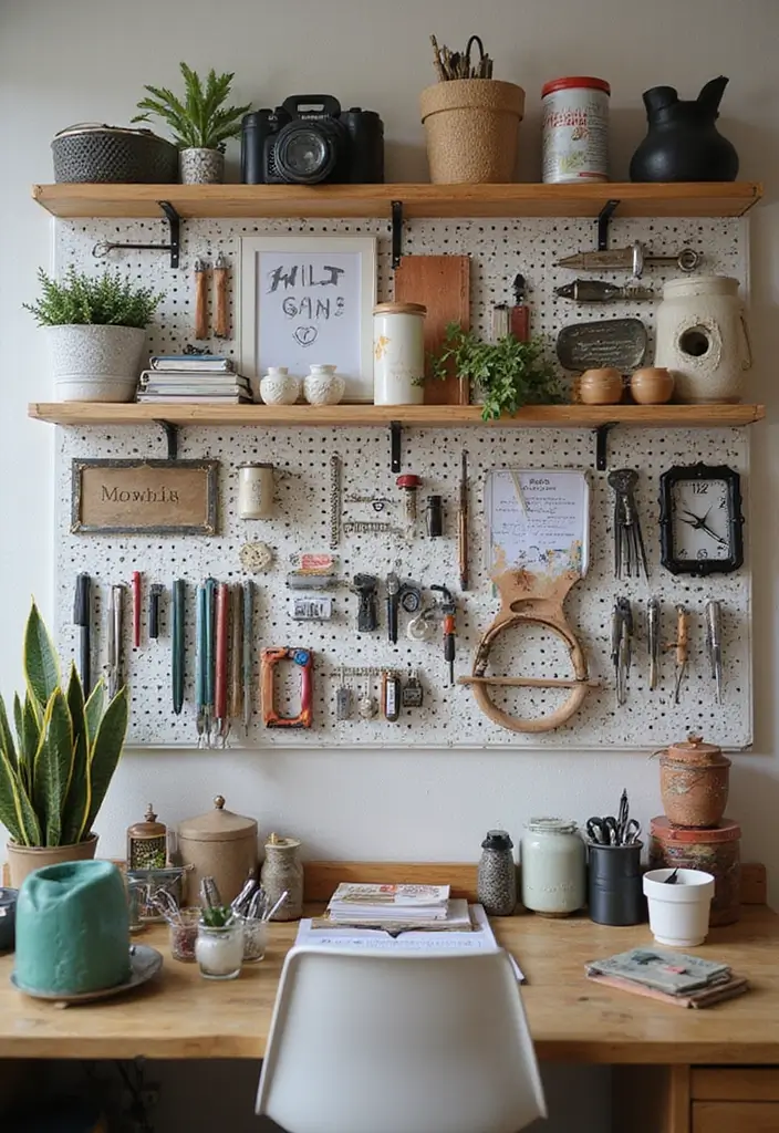 25 Small Space Office Ideas to Boost Focus and Style 23 25 Small Space Office Ideas to Boost Focus and Style - 23. Use of Pegboards