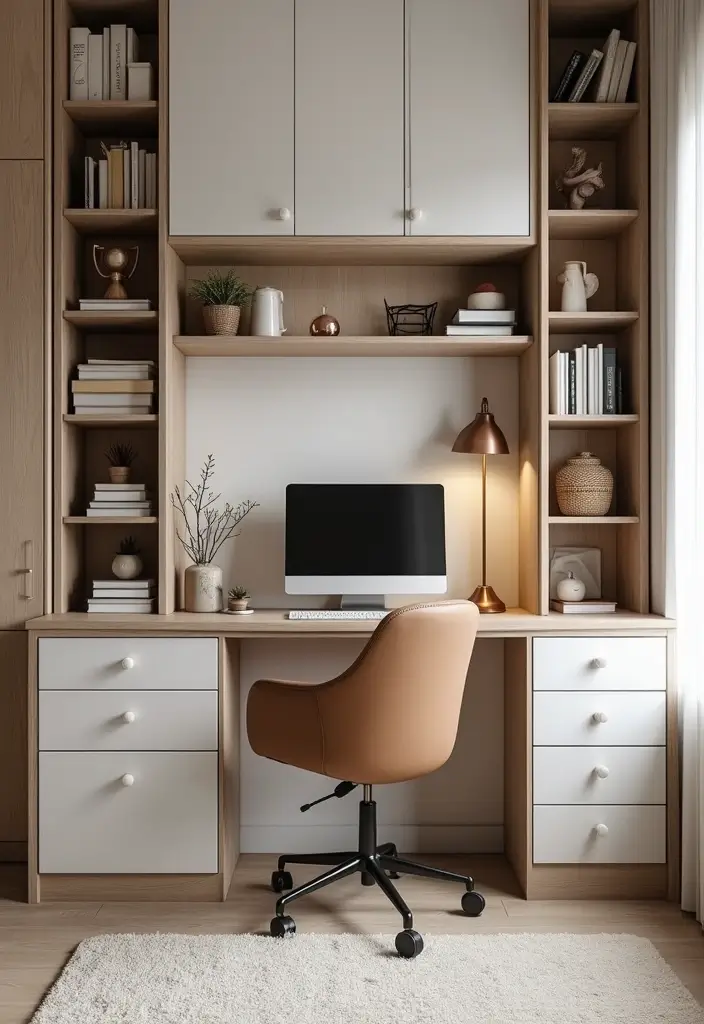 25 Small Space Office Ideas to Boost Focus and Style 5 25 Small Space Office Ideas to Boost Focus and Style - 5. Desk with Built-In Storage