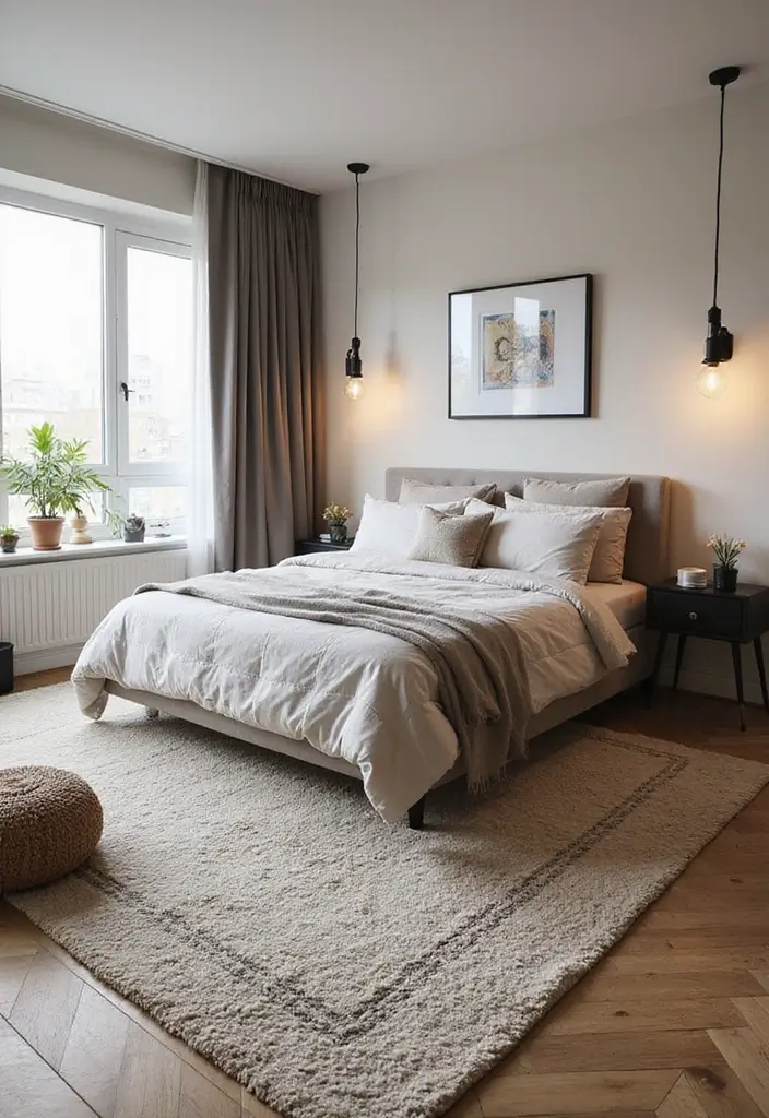 26 Apartment Bedroom Makeovers for a Cozy and Modern Vibe 13 26 Apartment Bedroom Makeovers for a Cozy and Modern Vibe - 13. Stylish Area Rugs