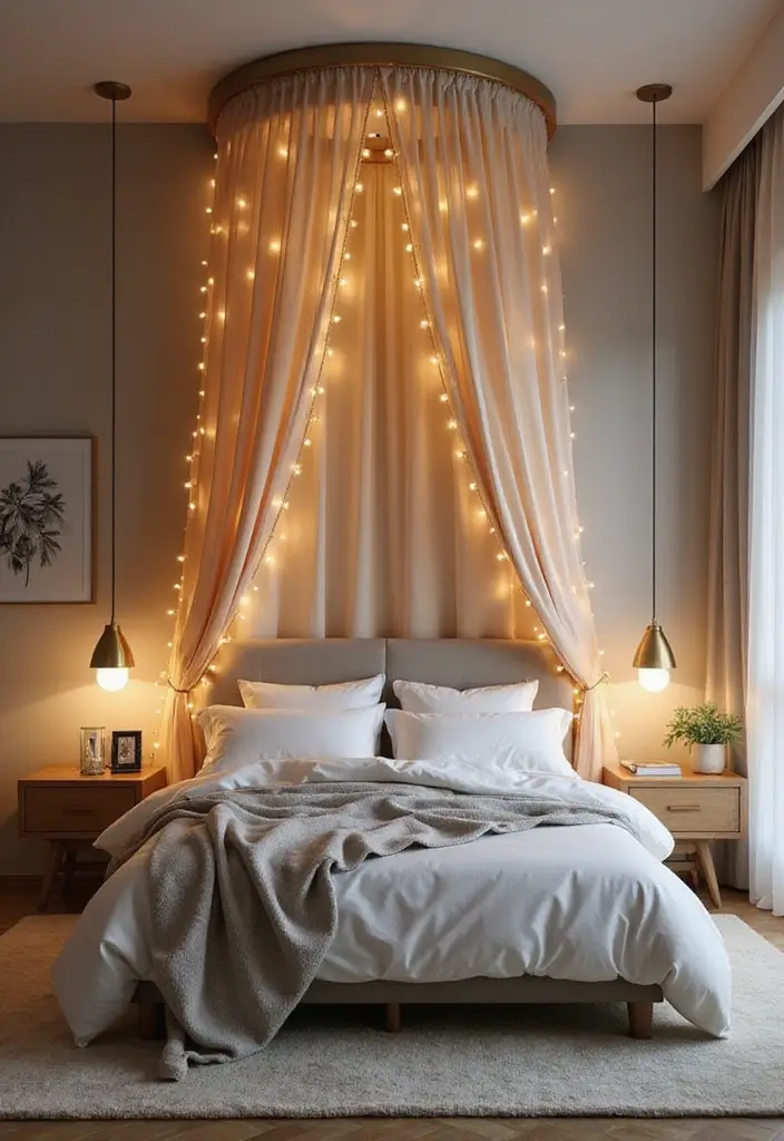 26 Apartment Bedroom Makeovers for a Cozy and Modern Vibe 15 26 Apartment Bedroom Makeovers for a Cozy and Modern Vibe - 15. Elegant Canopy