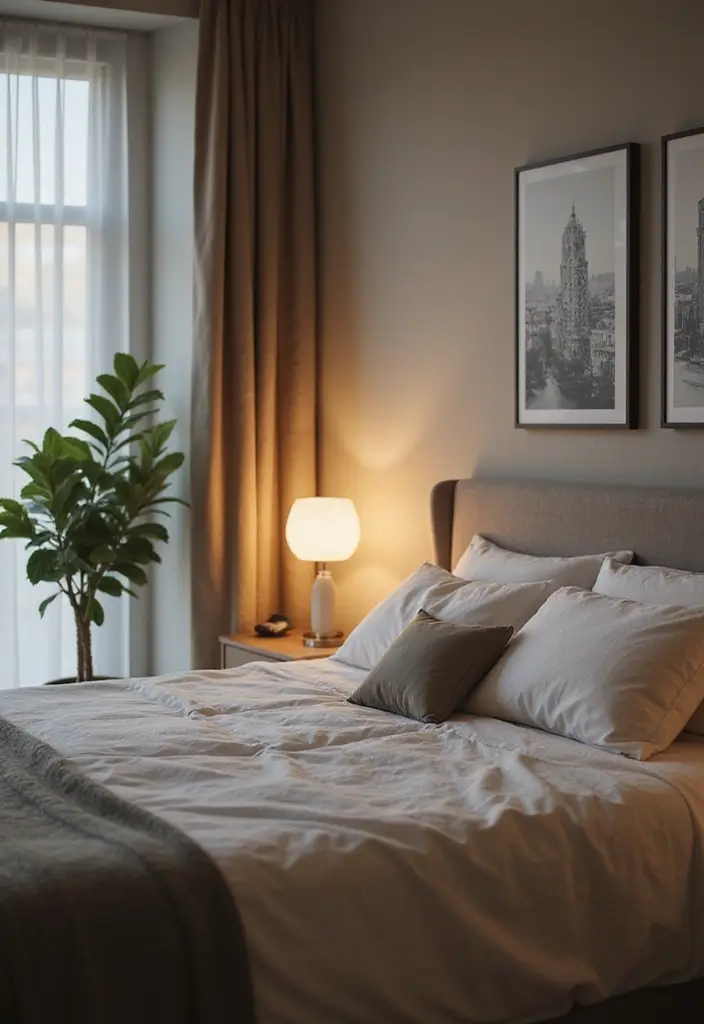 26 Apartment Bedroom Makeovers for a Cozy and Modern Vibe 18 26 Apartment Bedroom Makeovers for a Cozy and Modern Vibe - 18. Smart Tech Integration