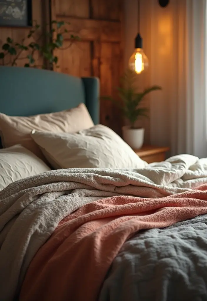 26 Apartment Bedroom Makeovers for a Cozy and Modern Vibe 3 26 Apartment Bedroom Makeovers for a Cozy and Modern Vibe - 3. Layered Bedding for Comfort