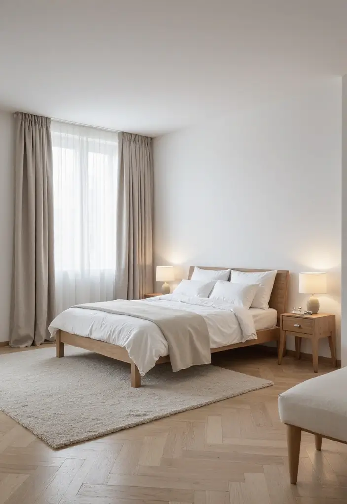 26 Apartment Bedroom Makeovers for a Cozy and Modern Vibe 6 26 Apartment Bedroom Makeovers for a Cozy and Modern Vibe - 6. Minimalist Decor Approach