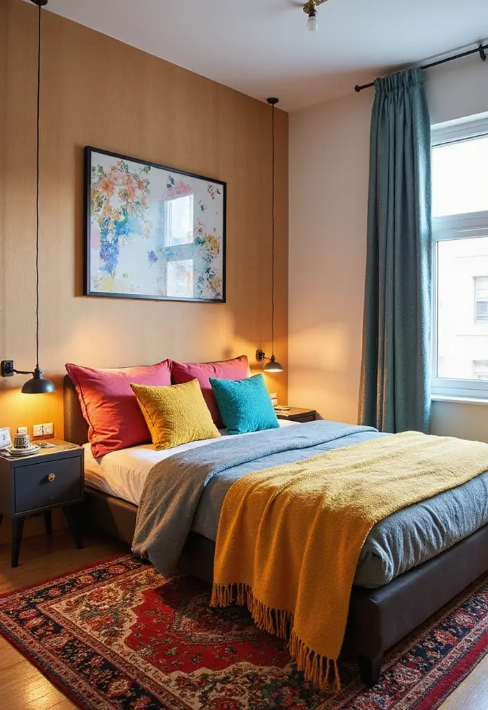 26 Apartment Bedroom Makeovers for a Cozy and Modern Vibe 7 26 Apartment Bedroom Makeovers for a Cozy and Modern Vibe - 7. Vibrant Accent Colors