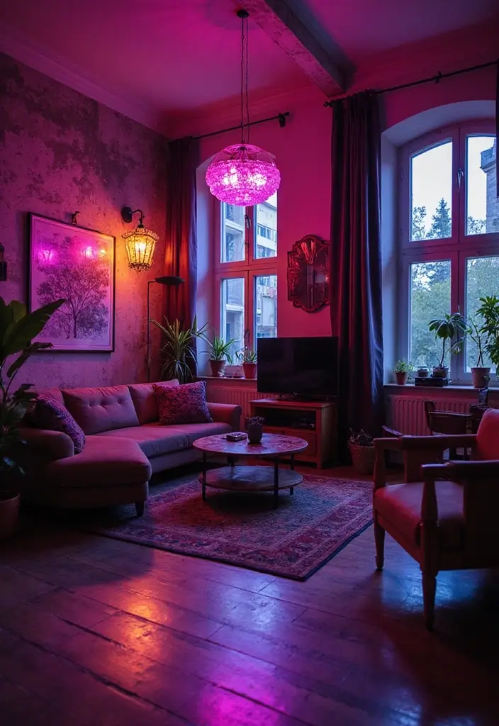 26 Apartment Lighting Ideas That Brighten Up Any Room 11 26 Apartment Lighting Ideas That Brighten Up Any Room - 11. Colorful Mood Lighting
