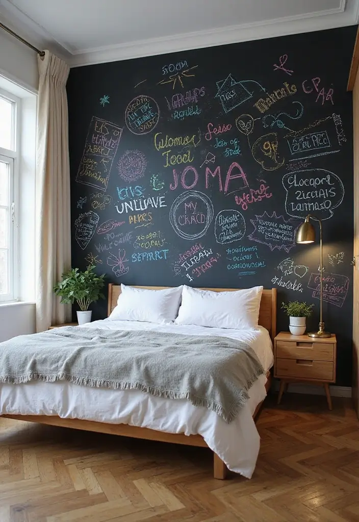 26 Bedroom Studio Ideas That Balance Comfort and Function 16 26 Bedroom Studio Ideas That Balance Comfort and Function 16. DIY Chalkboard Wall