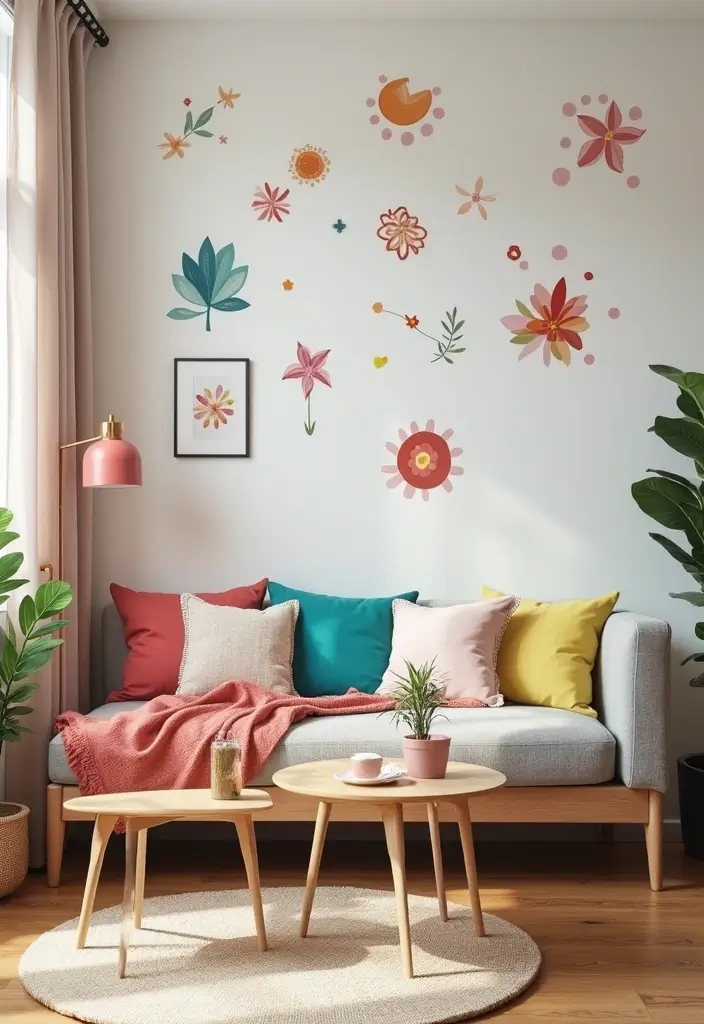 26 College Apartment Decor Ideas on a Budget 18. Wall Decals Stickers