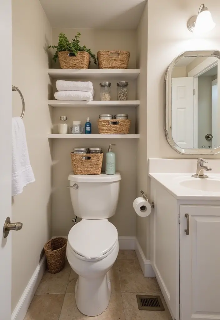 26 College Apartment Decor Ideas on a Budget 22. Stylish Bathroom Storage