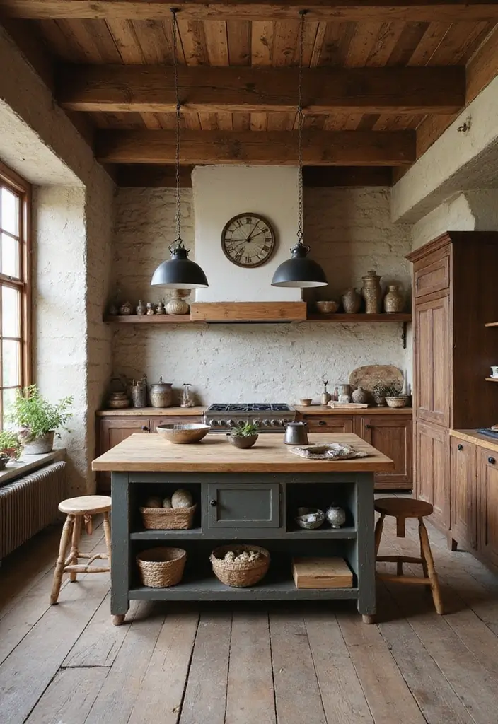 26 Kitchen Apartment Layouts That Save Space Beautifully - 12. Rustic Charm