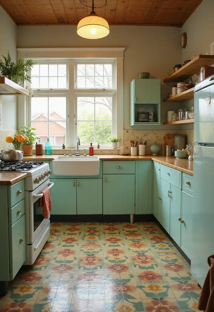 26 Kitchen Apartment Layouts That Save Space Beautifully - 14. Vintage Vibe
