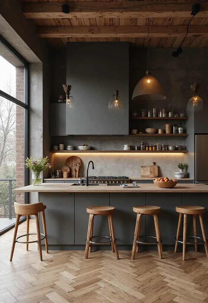 26 Kitchen Apartment Layouts That Save Space Beautifully - 23. Layered Textures
