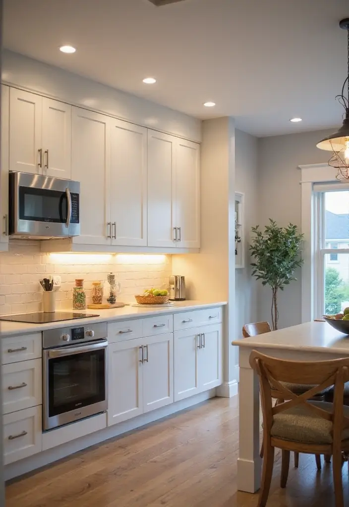 26 Kitchen Apartment Layouts That Save Space Beautifully - 9. Smart Lighting Solutions