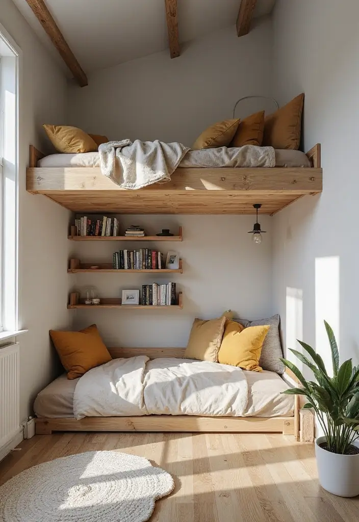 26 Small Loft Apartment Layouts That Save Space Smartly 3 26 Small Loft Apartment Layouts That Save Space Smartly - 3. Lofted Beds for High Ceilings