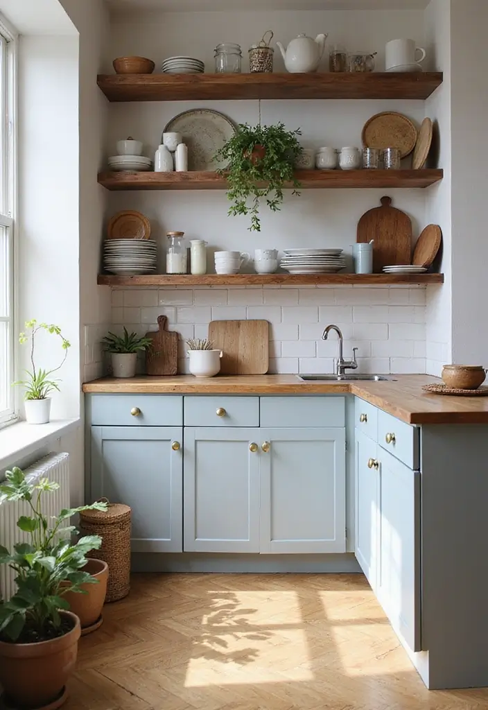 26 Small Loft Apartment Layouts That Save Space Smartly 6 26 Small Loft Apartment Layouts That Save Space Smartly - 6. Open Shelving for Kitchen and Living Areas
