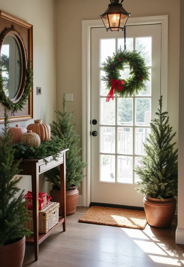 27 Apartment Christmas Decor Ideas That Spark Holiday Magic 14 27 Apartment Christmas Decor Ideas That Spark Holiday Magic - 14. Festive Entryway Decor