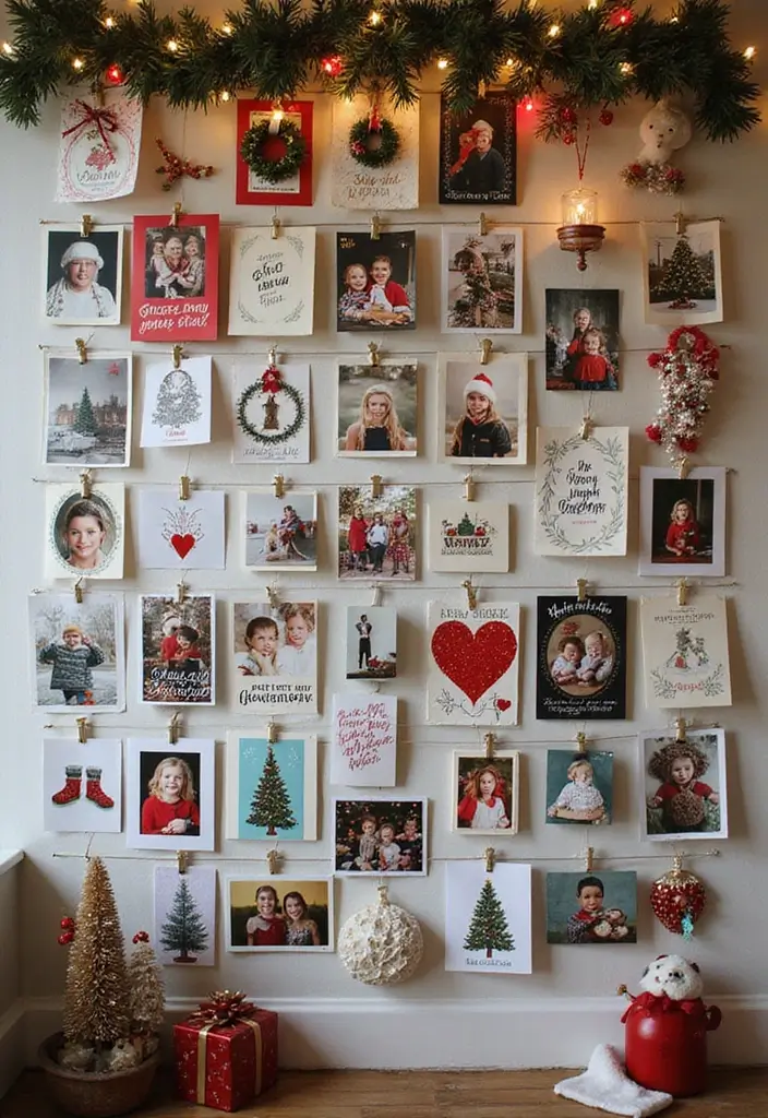 27 Apartment Christmas Decor Ideas That Spark Holiday Magic 19 27 Apartment Christmas Decor Ideas That Spark Holiday Magic - 19. Create a Holiday Memory Wall