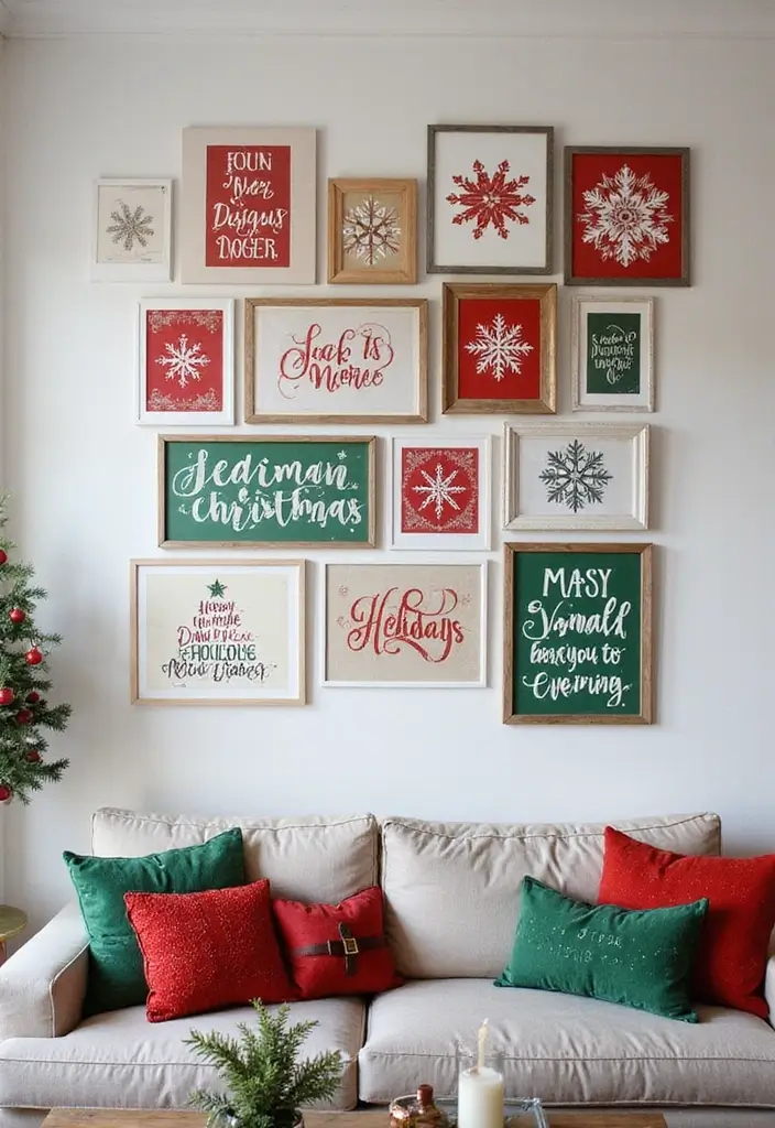 27 Apartment Christmas Decor Ideas That Spark Holiday Magic 2 27 Apartment Christmas Decor Ideas That Spark Holiday Magic - 2. Festive Wall Art