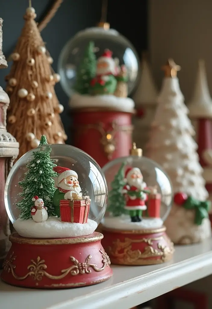 27 Apartment Christmas Decor Ideas That Spark Holiday Magic 22 27 Apartment Christmas Decor Ideas That Spark Holiday Magic - 22. Snow Globes and Decorative Figurines