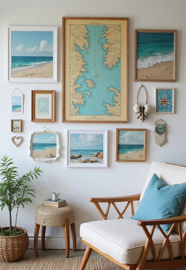 27 Beachy Apartment Ideas That Bring Coastal Vibes Home 2 27 Beachy Apartment Ideas That Bring Coastal Vibes Home - 2. Beachy Wall Art