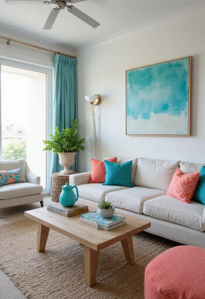 27 Beachy Apartment Ideas That Bring Coastal Vibes Home 20 27 Beachy Apartment Ideas That Bring Coastal Vibes Home - 20. Coastal Color Accents