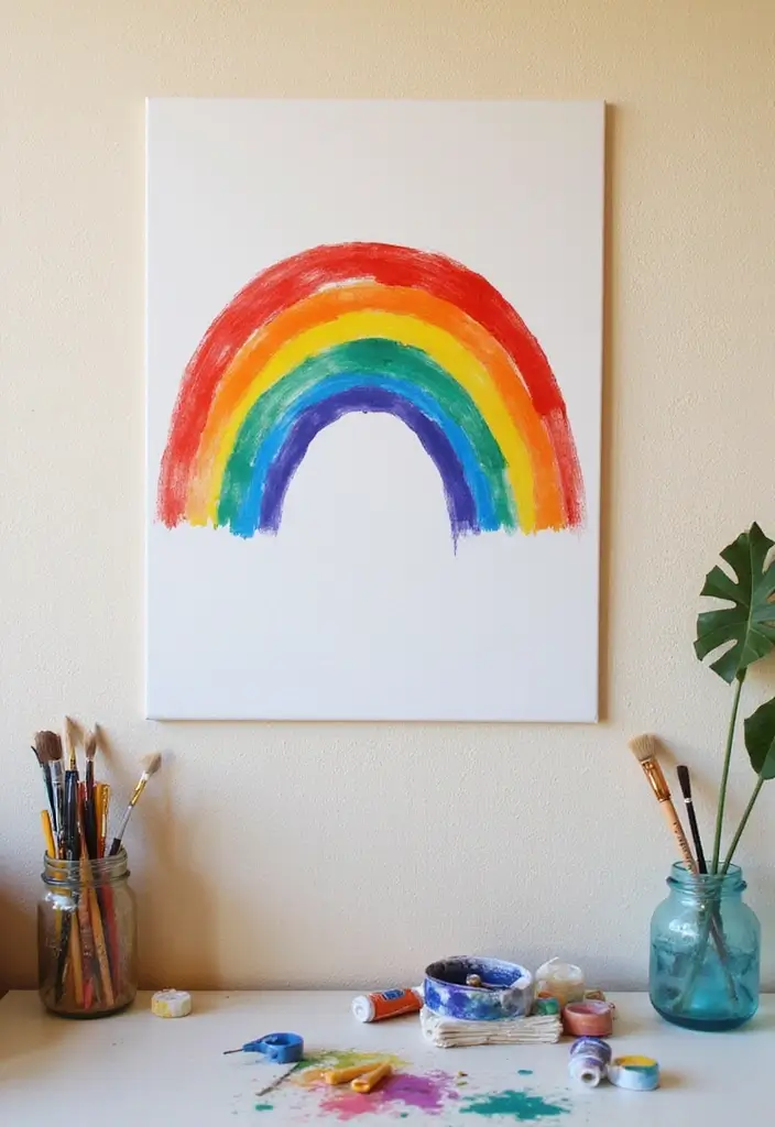 27 Cute Apartment Decor Ideas for a Playful Personal Touch 1 27 Cute Apartment Decor Ideas for a Playful Personal Touch - 1. DIY Rainbow Wall Art