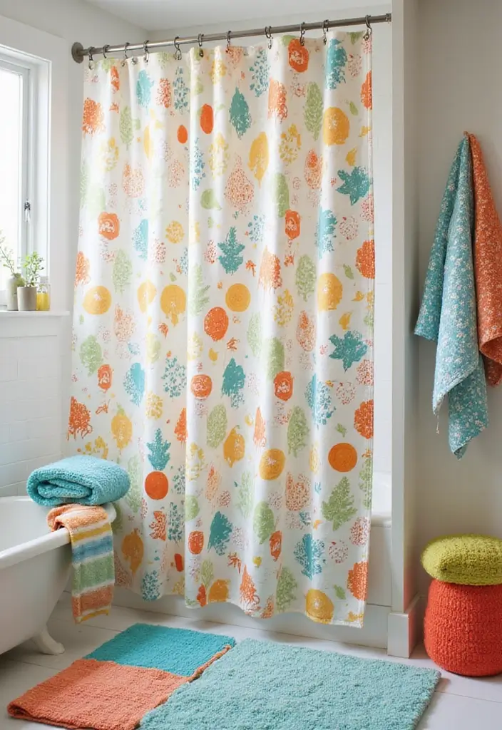 27 Cute Apartment Decor Ideas for a Playful Personal Touch 12 27 Cute Apartment Decor Ideas for a Playful Personal Touch - 12. Colorful Shower Curtains