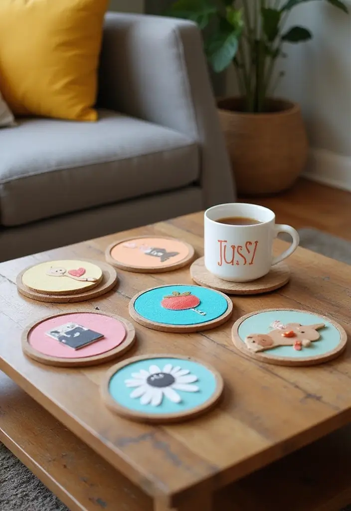 27 Cute Apartment Decor Ideas for a Playful Personal Touch 20 27 Cute Apartment Decor Ideas for a Playful Personal Touch - 20. Playful Coasters