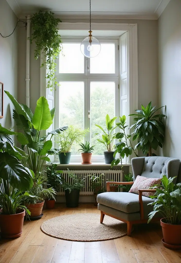 27 Living Room Ideas Apartment Spaces That Look Bigger and Brighter - 11. Create an Indoor Garden
