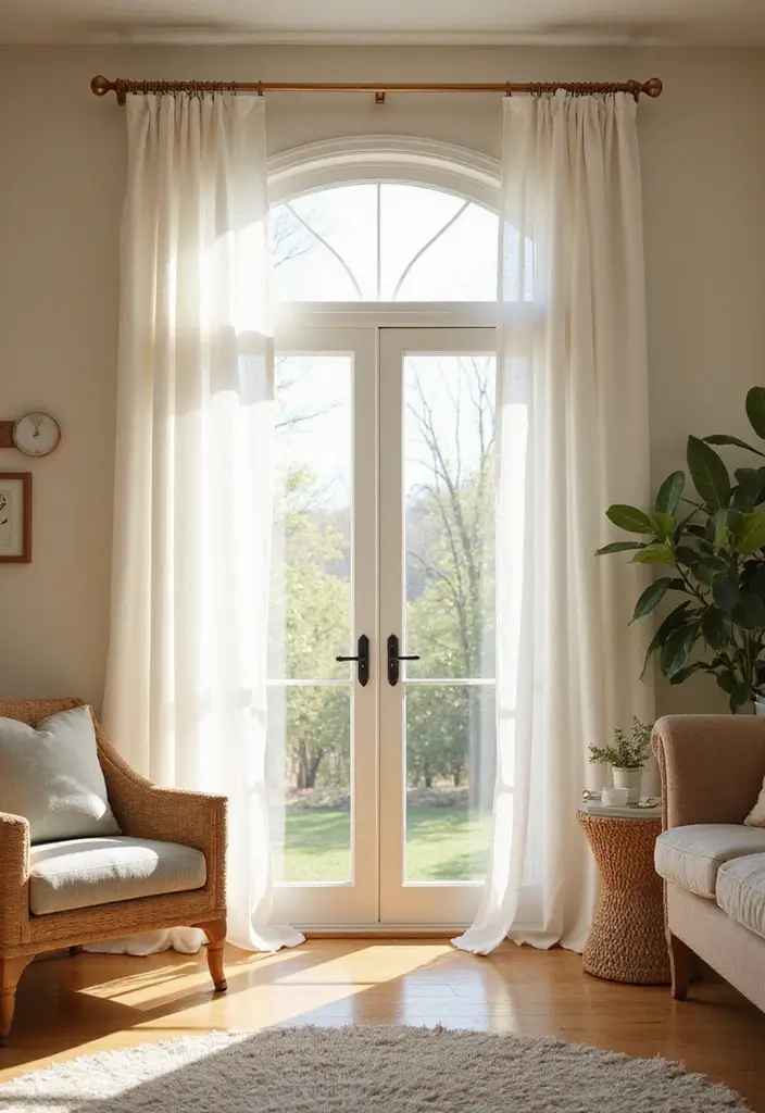 27 Living Room Ideas Apartment Spaces That Look Bigger and Brighter - 21. Add Window Treatments