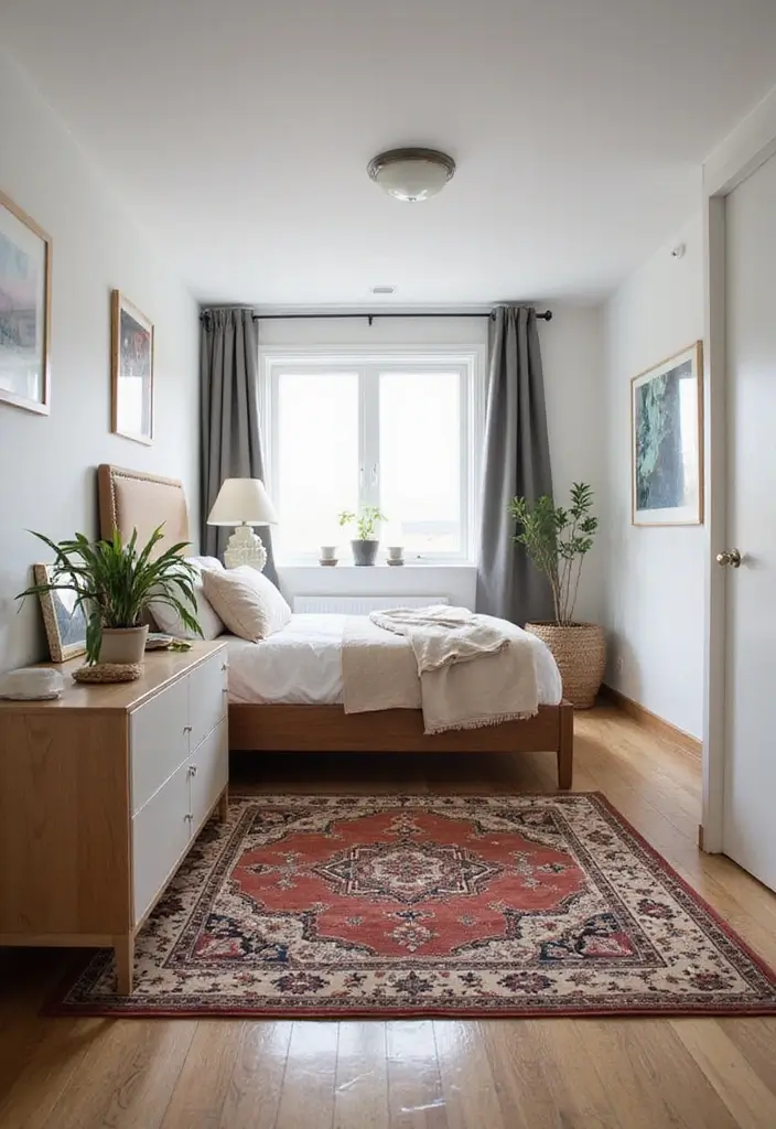 27 Small Space Bedroom Ideas That Feel Bigger Than They Are 12 27 Small Space Bedroom Ideas That Feel Bigger Than They Are - 12. Use Area Rugs to Define Spaces