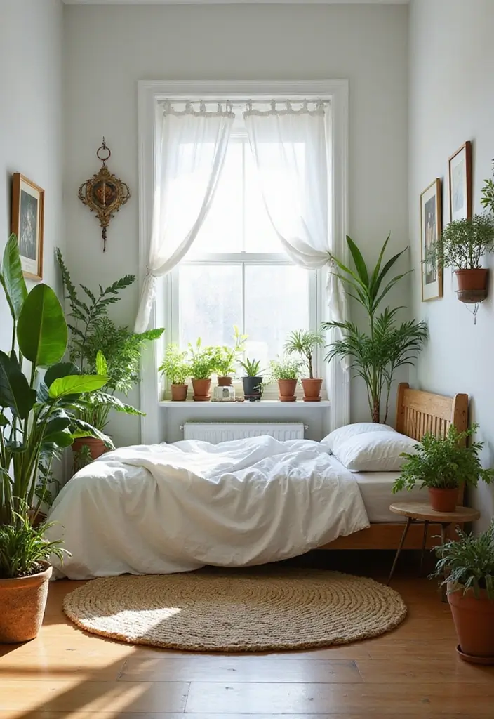 27 Small Space Bedroom Ideas That Feel Bigger Than They Are 15 27 Small Space Bedroom Ideas That Feel Bigger Than They Are - 15. Incorporate Plants for Freshness and Life