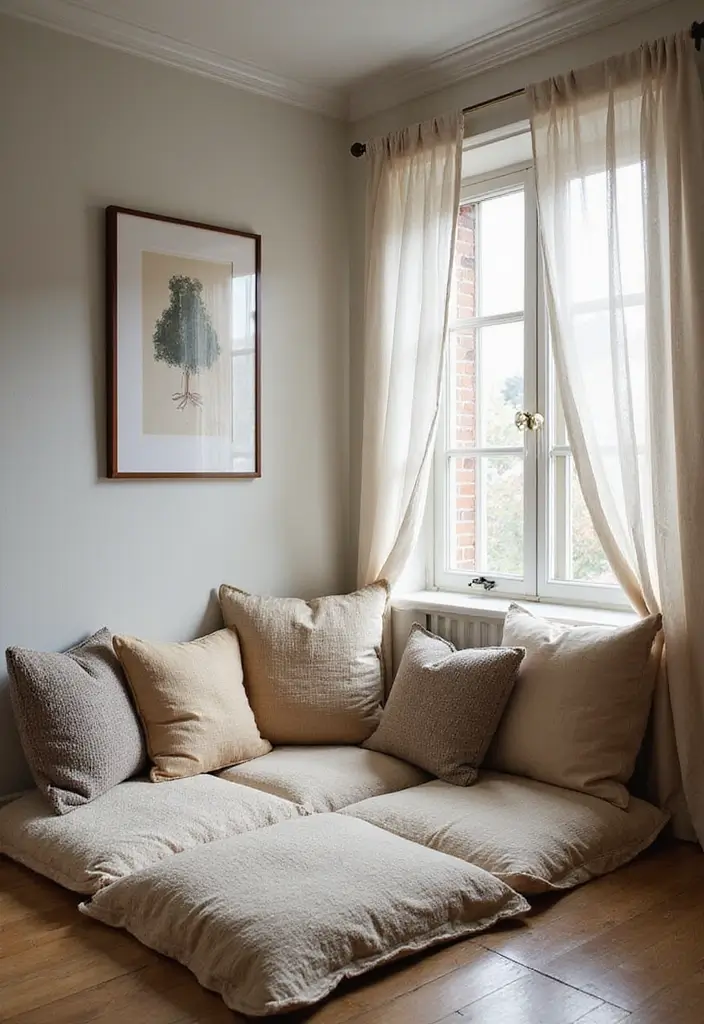 27 Small Space Bedroom Ideas That Feel Bigger Than They Are 18 27 Small Space Bedroom Ideas That Feel Bigger Than They Are - 18. Create a Cozy Nook with Floor Cushions