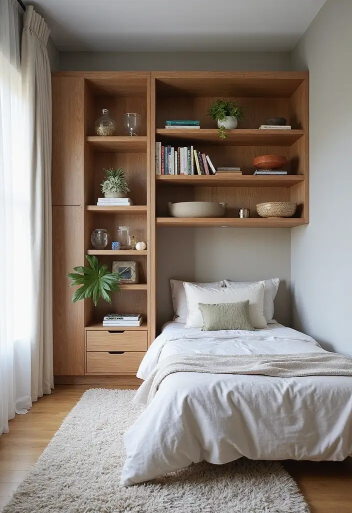 27 Small Space Bedroom Ideas That Feel Bigger Than They Are 5 27 Small Space Bedroom Ideas That Feel Bigger Than They Are - 5. Vertical Storage Solutions to the Rescue