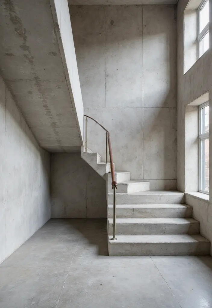 27 Small Space Staircase Designs That Save Room Creatively 17 27 Small Space Staircase Designs That Save Room Creatively - 17. Minimalist Concrete Stairs