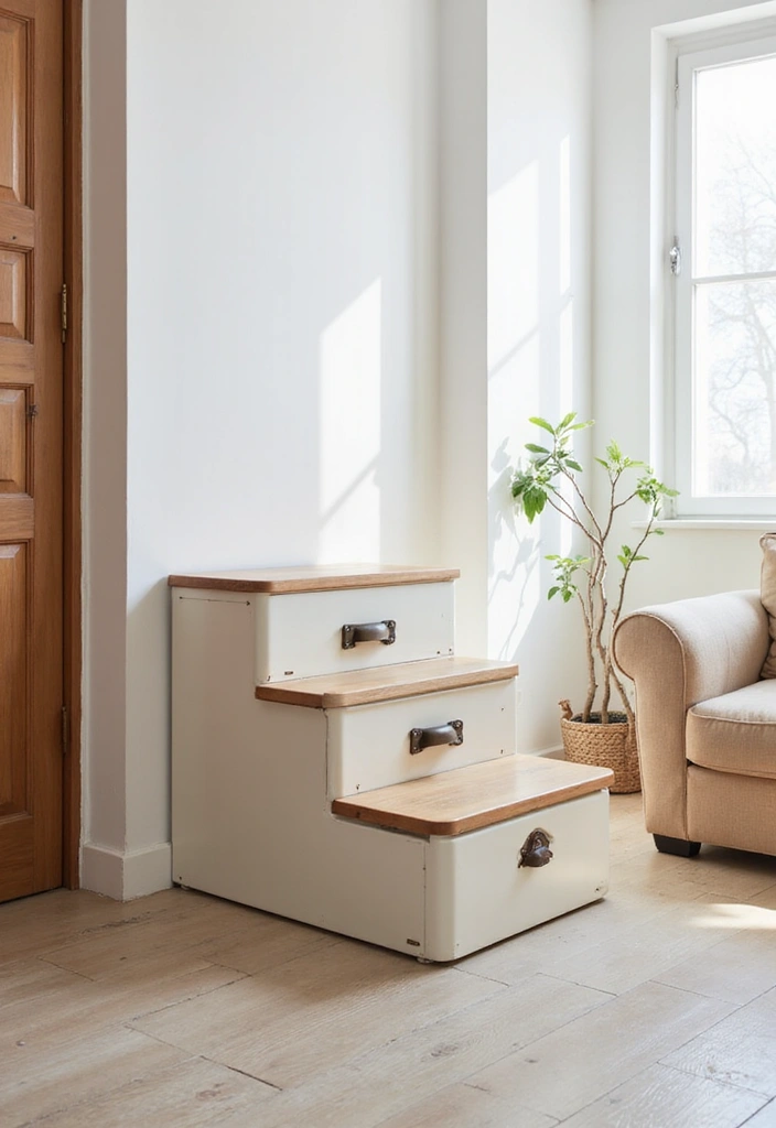 27 Small Space Staircase Designs That Save Room Creatively 19 27 Small Space Staircase Designs That Save Room Creatively - 19. Portable Steps for Versatile Use