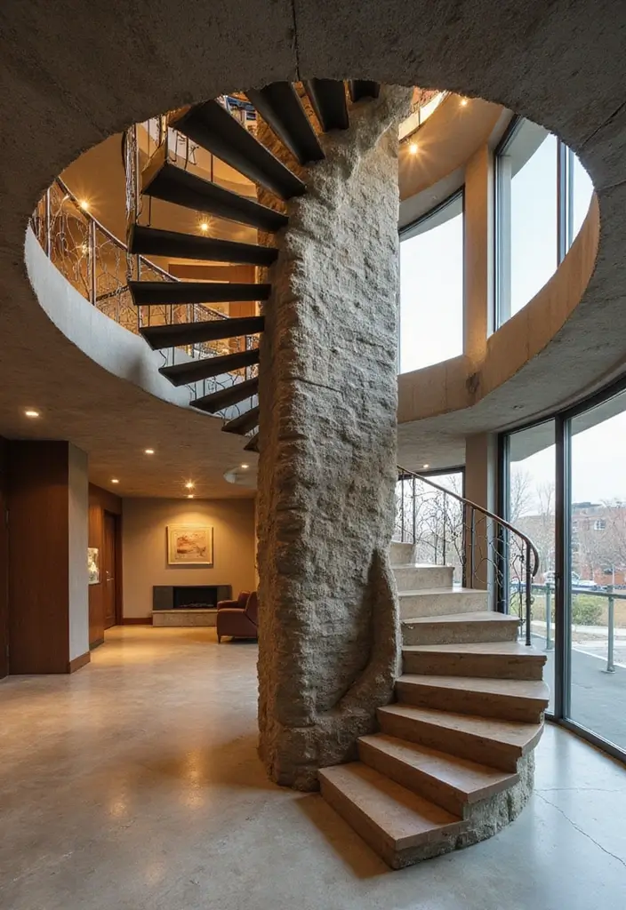 27 Small Space Staircase Designs That Save Room Creatively 20 27 Small Space Staircase Designs That Save Room Creatively - 20. Artistic Spiral Stairs