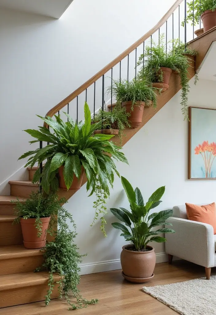 27 Small Space Staircase Designs That Save Room Creatively 21 27 Small Space Staircase Designs That Save Room Creatively - 21. Space-Saving Steps with Built-in Planters