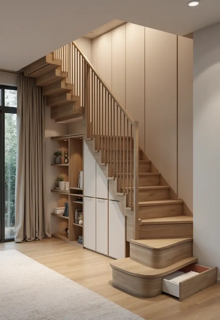 27 Small Space Staircase Designs That Save Room Creatively 8 27 Small Space Staircase Designs That Save Room Creatively - 8. Corner Staircase with Hidden Compartments