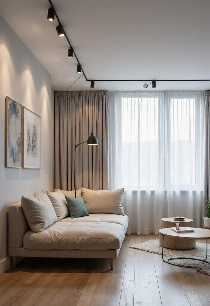 27 Studio Apartment Divider Hacks That Add Privacy in Style 11 27 Studio Apartment Divider Hacks That Add Privacy in Style - 11. Room Divider Curtains on a Track